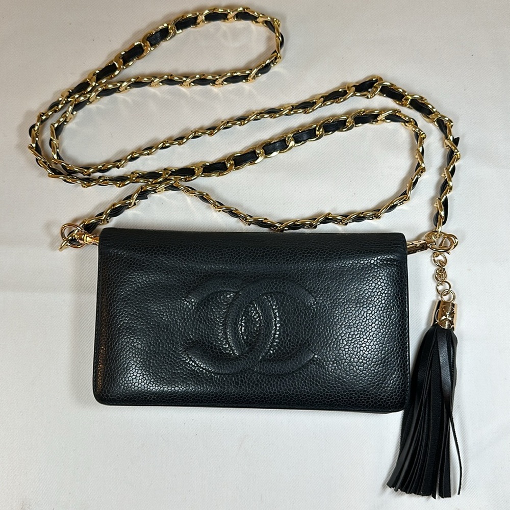 CHANEL Caviar CC Long Wallet Black, Serial Number & Authenticity Card